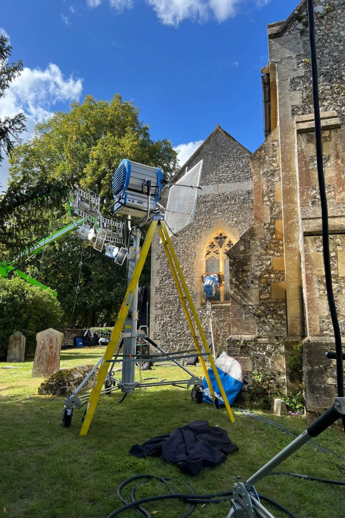 4x4 Flag frame, on set, Film and TV Production